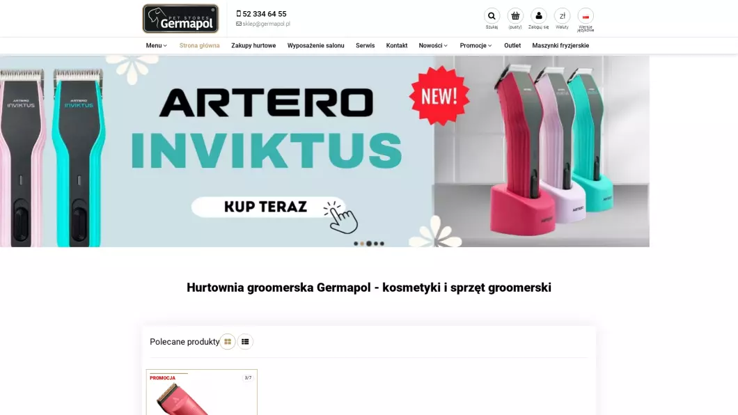 Hurtownia groomerska Germapol - zrzut ekranu