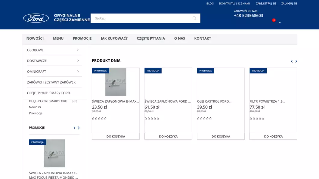 Części samochodowe FORD | Sklep internetowy Ford Auto Styl - zrzut ekranu