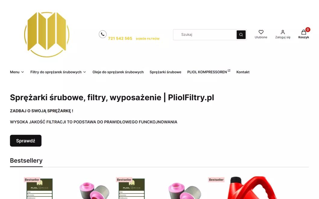 PliolFiltry.pl Sprężarki śrubowe - zrzut ekranu