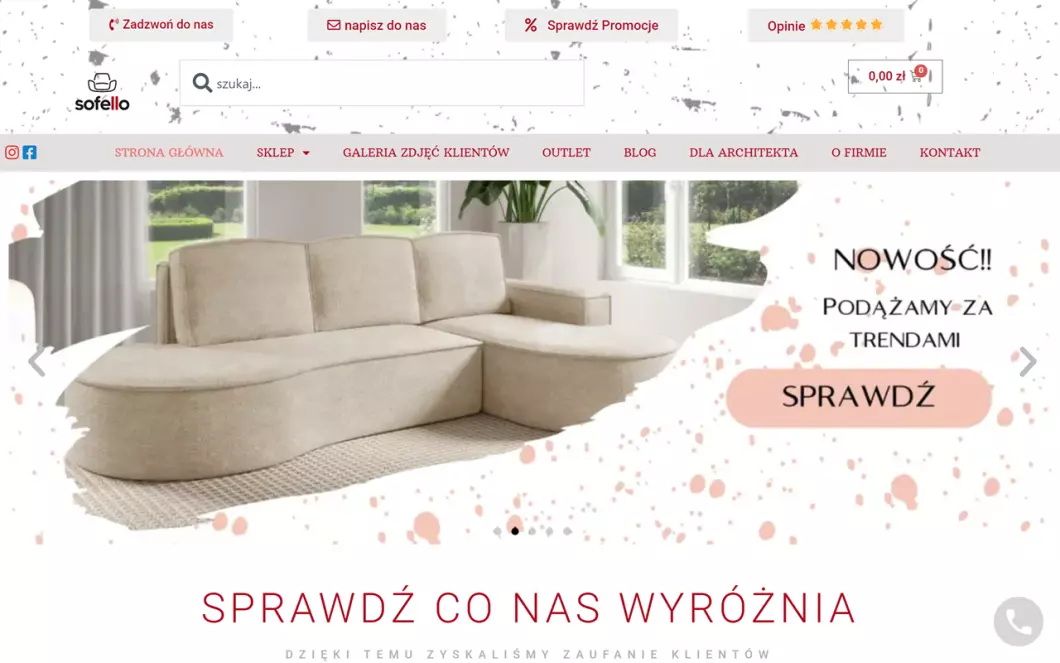 Sklep meblowy Sofello - zrzut ekranu