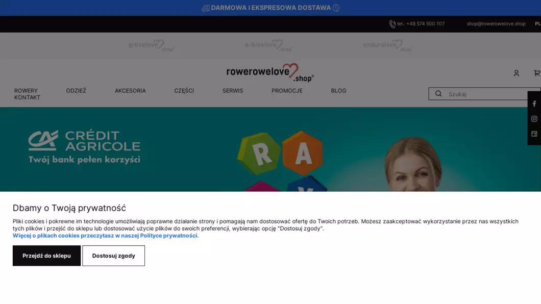 Internetowy sklep rowerowy Kraków | Rowerowelove.shop - zrzut ekranu