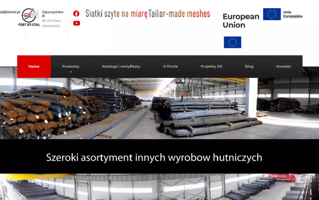 Producent stali BT - zrzut ekranu